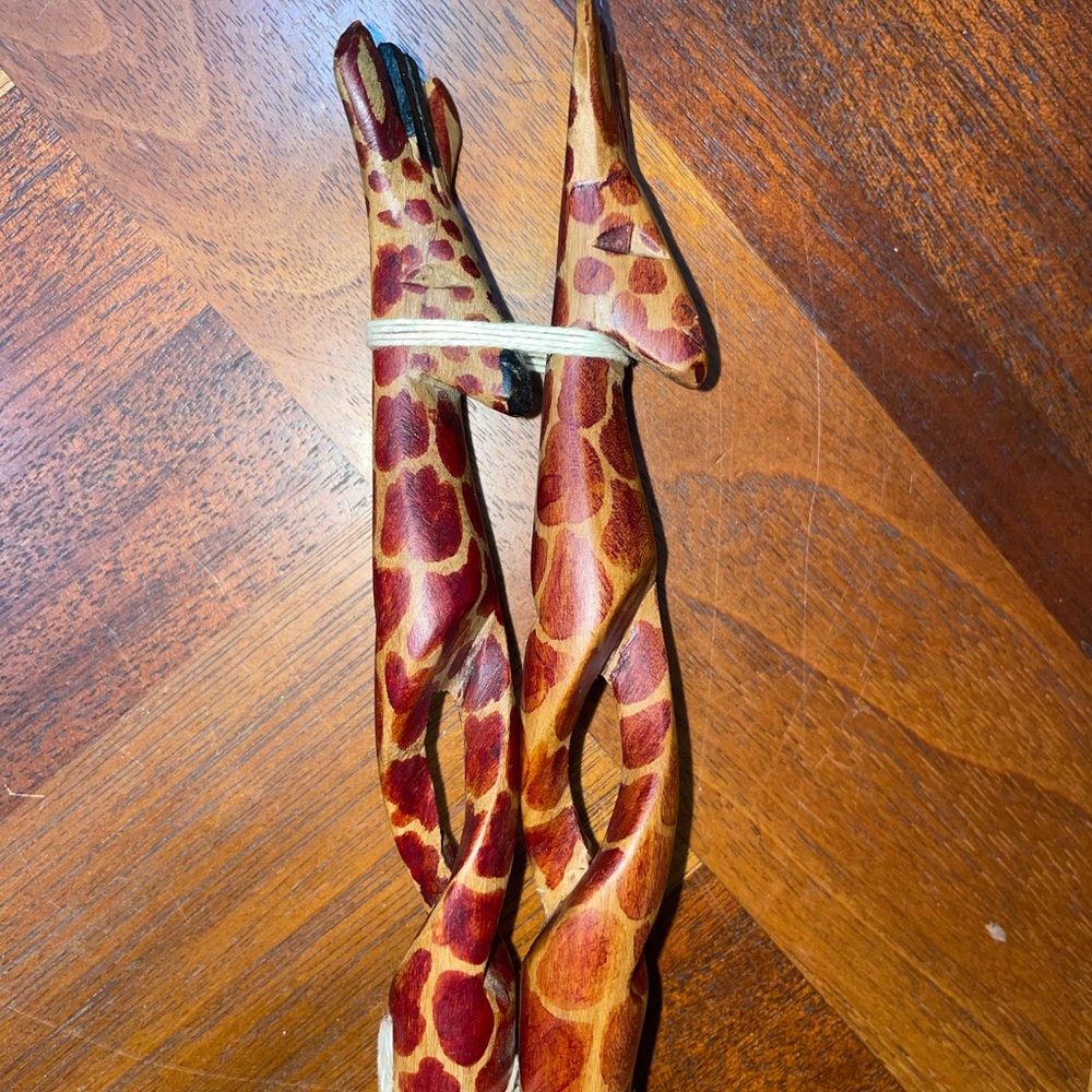 African Hand Carved Twisted Wooden Serving Spoons